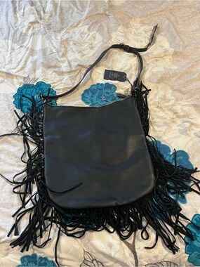 Moda Luxe Black Fringe Shoulder Bag